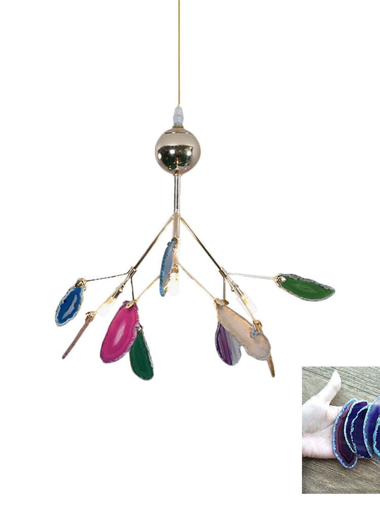 Small multicoloured stone chandelier with a dark blue-violet stone sample inset