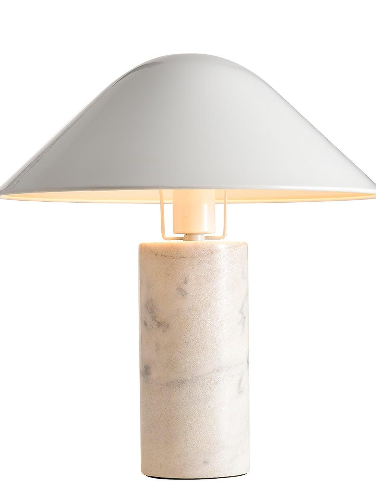 White Adelaide cone lamp with pale marble base