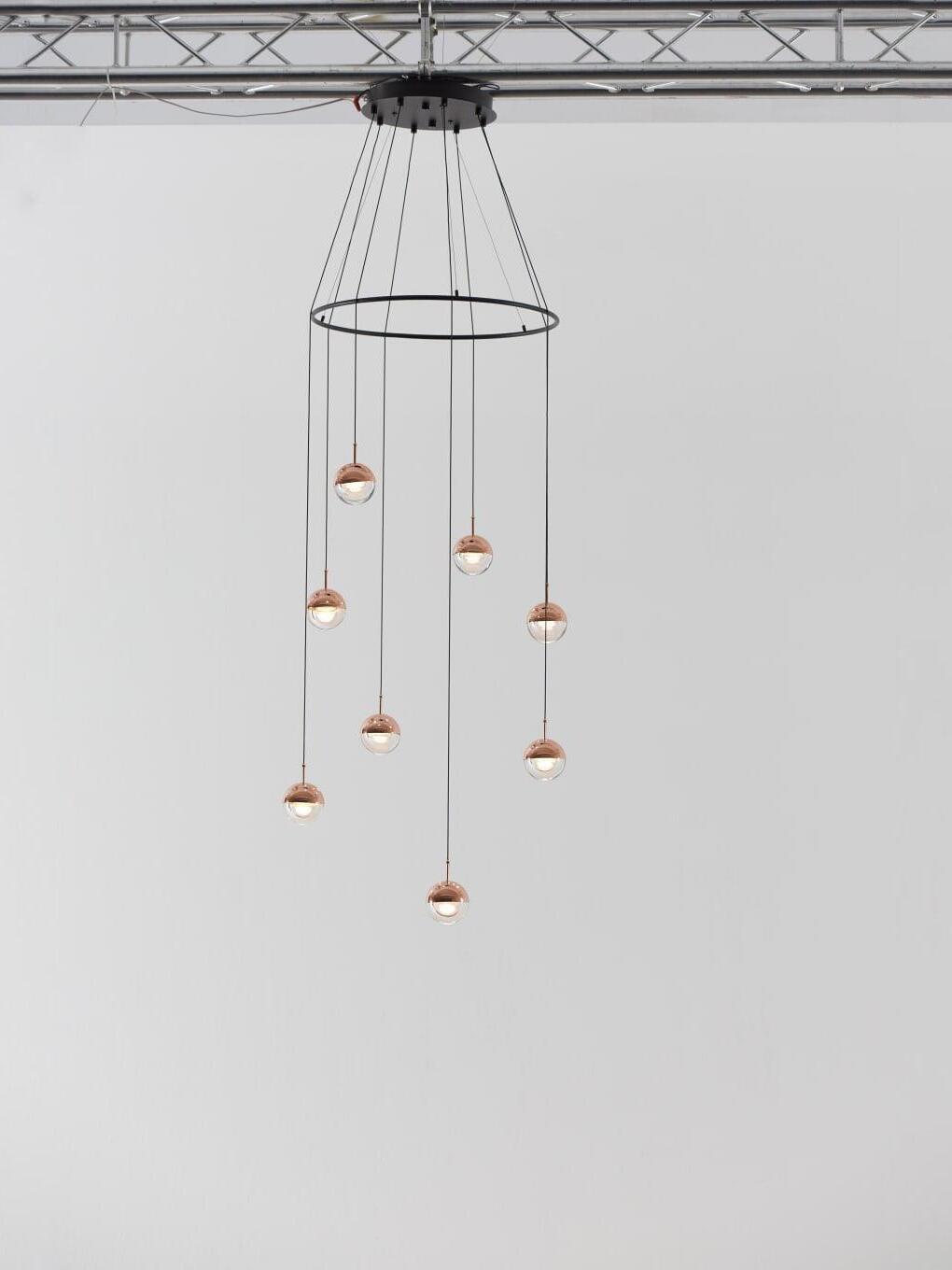 Modern Dora LED pendant lamp in Champagne Gold for Kitchen - Cueteks