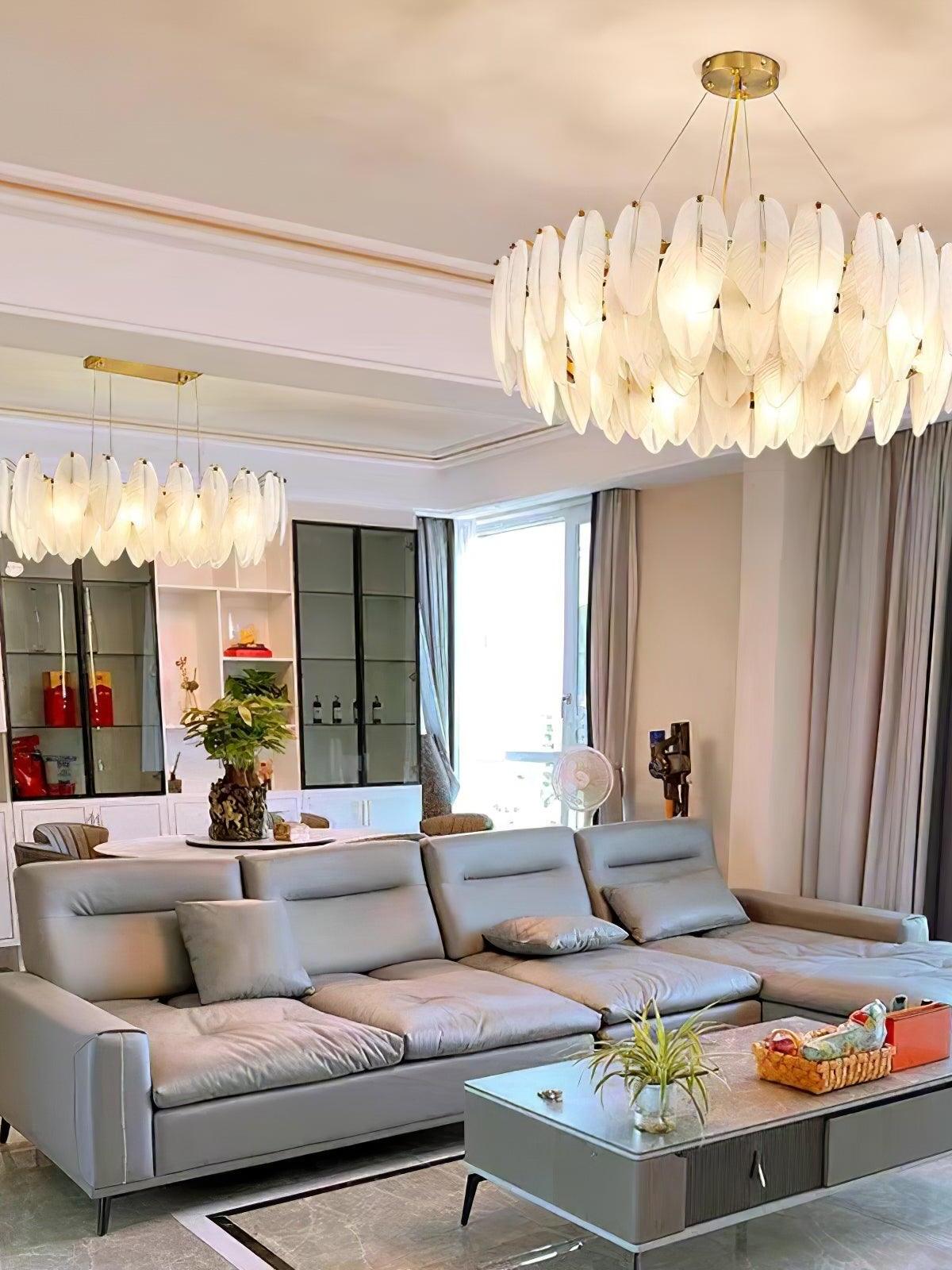 Glass Feather Chandelier - Cueteks
