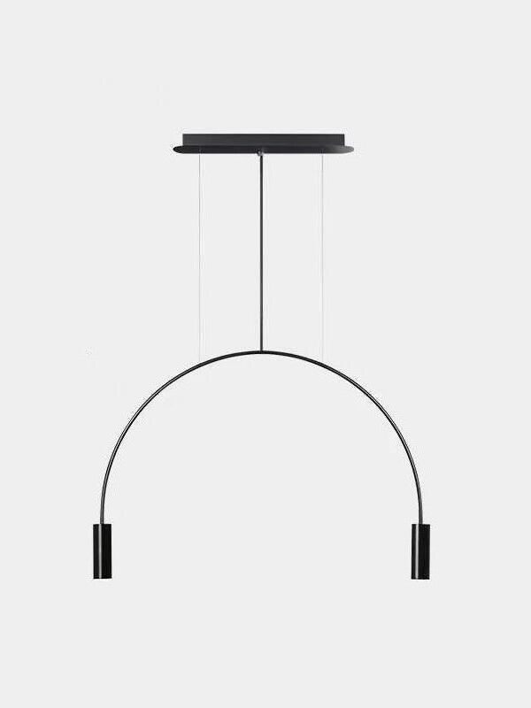 Single black arch with two cylindrical light heads beneath a short rectangular canopy