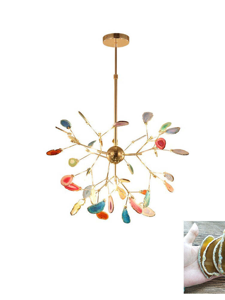 Radial reference chandelier with yellow stone inset