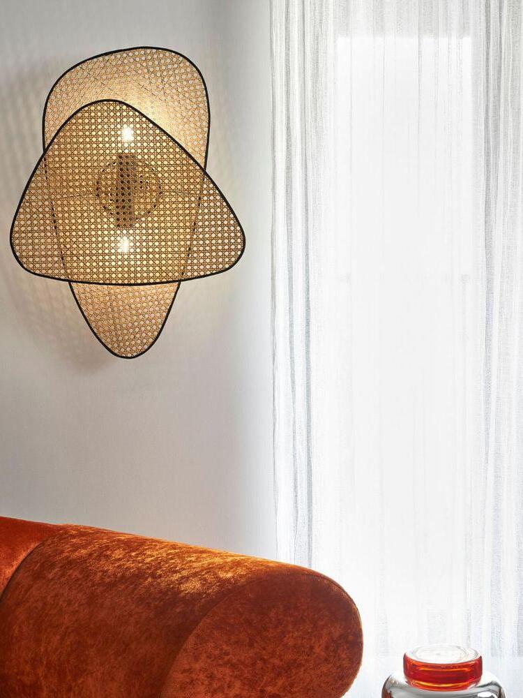 Rustic Bamboo Natural Screen Cannage Sconce - Cueteks