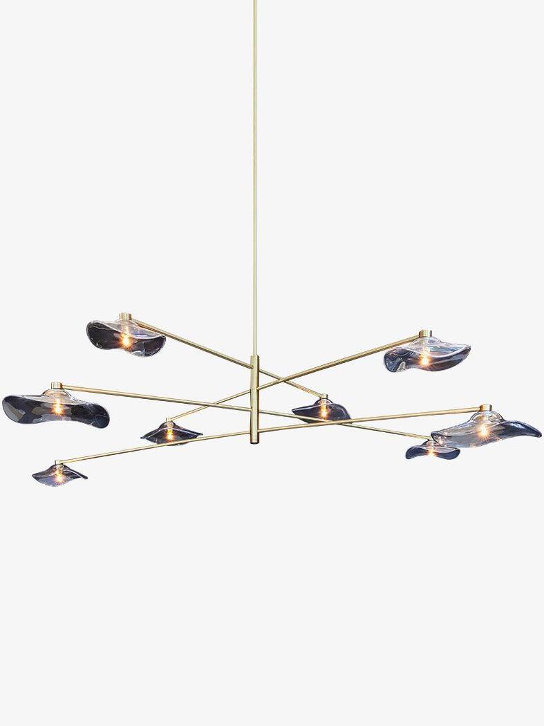 Gold Calla chandelier with wavy glass shades