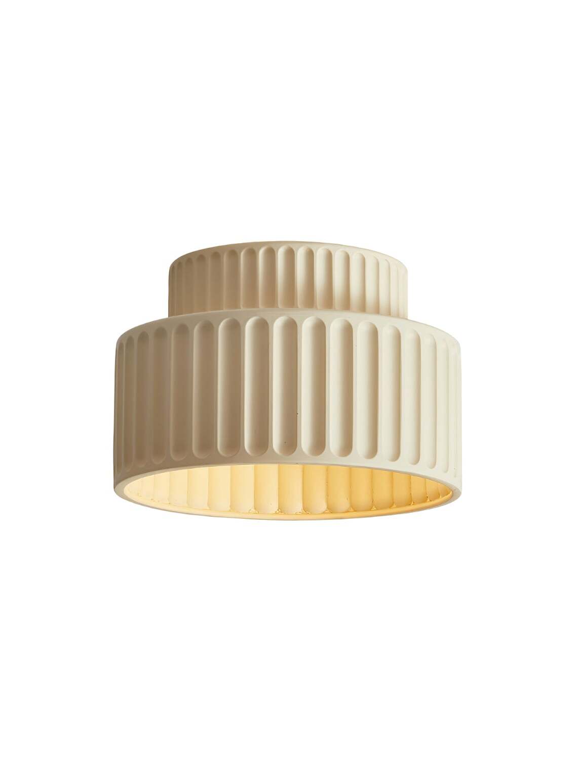 Beige two-tier fluted ceiling lamp on pale background