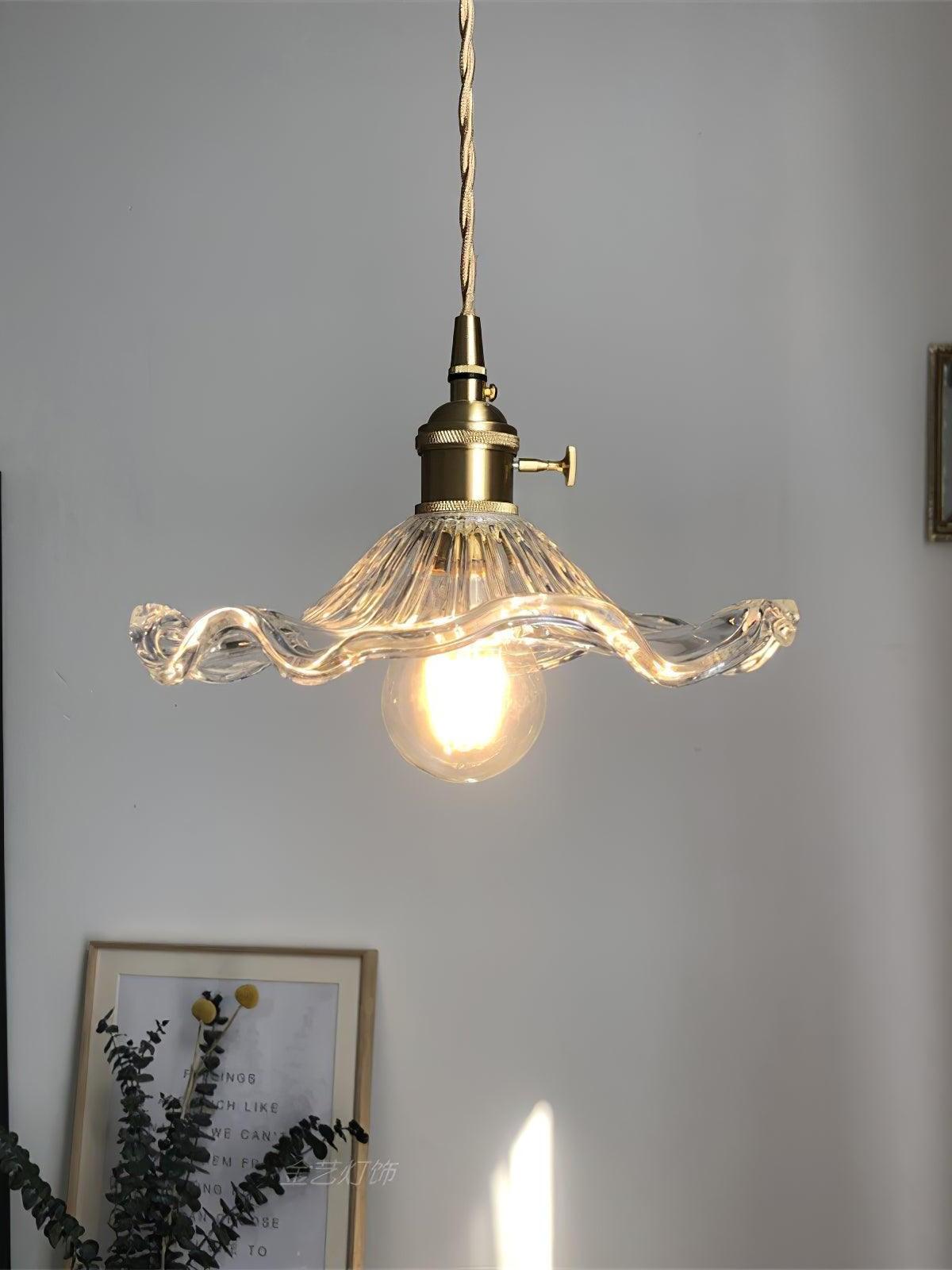 Glass Hibiscus Flower Pendant Light - Cueteks