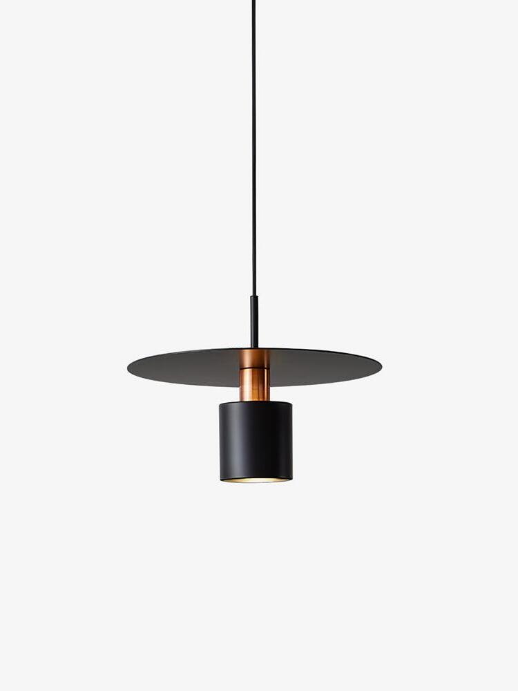 Black disc and short cylinder pendant isolated