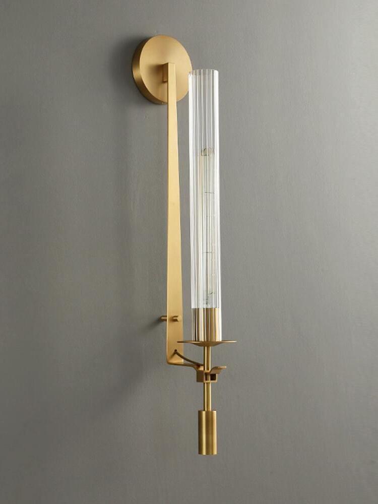 Retro Brass Fontanelle Glass Wall Lamp For Bedroom - Cueteks