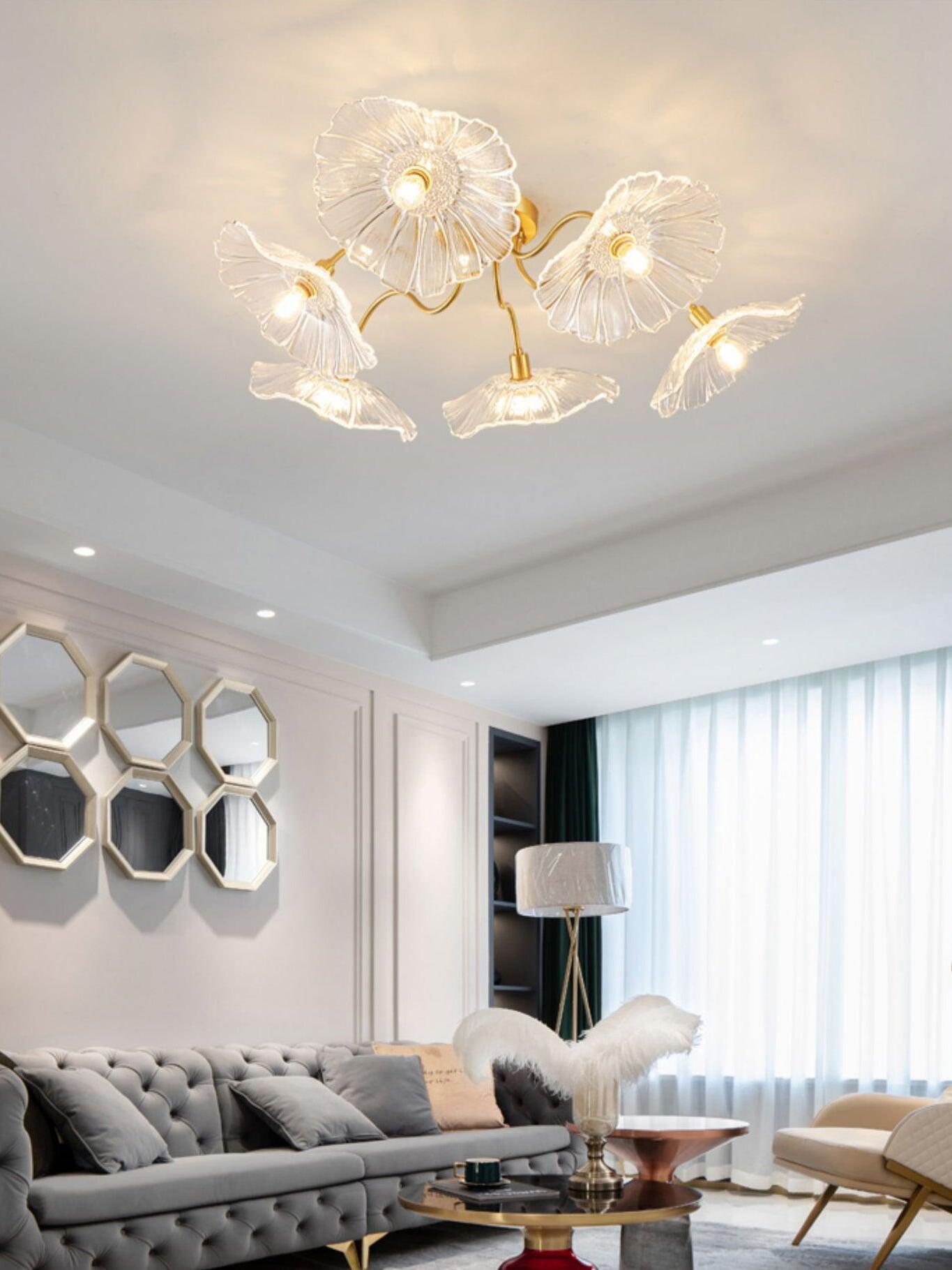 Lotus Leaf Glass Ceiling Lamp - Cueteks