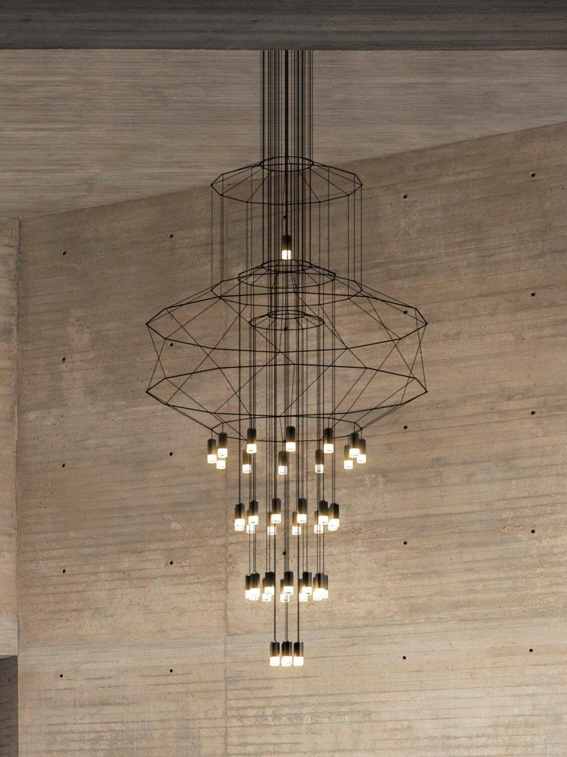 Industrial Metal Lines Multi-head Chandelier - Cueteks