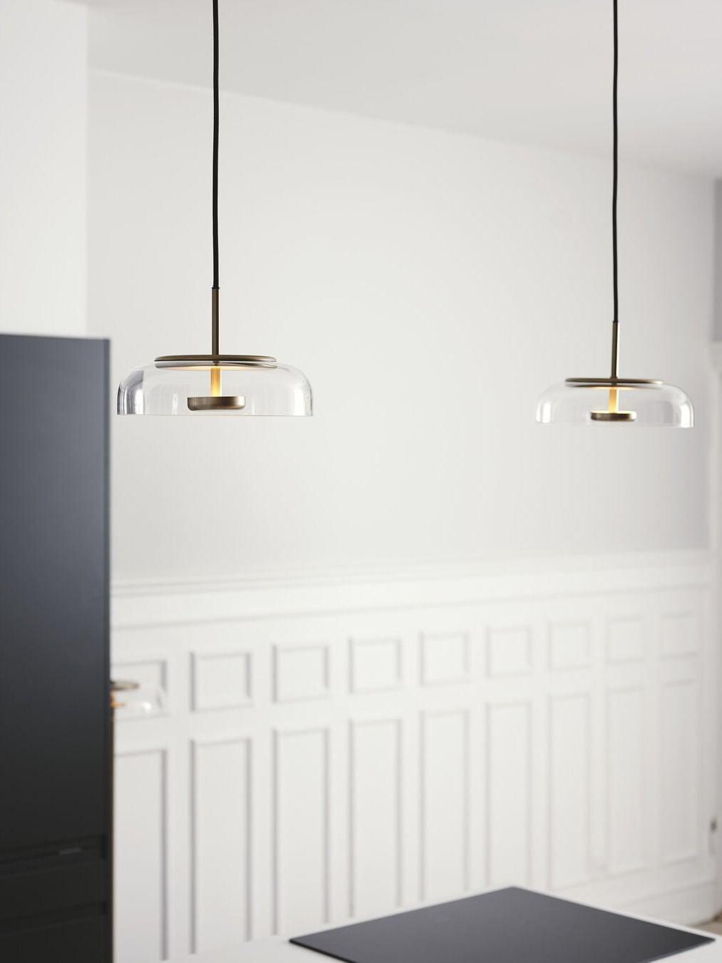 Simple Blossi Transparant Glass Bowl Pendant Light - Cueteks