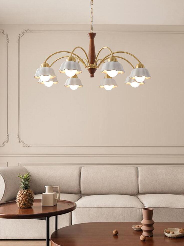 Swedish Modern Brass Chandelier - Cueteks