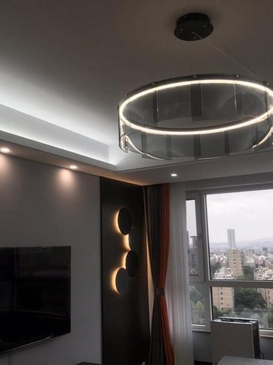 Bright Stratos LED ring in an interior corner
