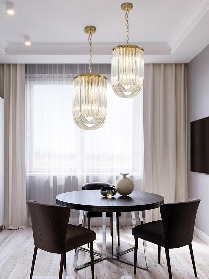 Modern Crystal pendant lamp in Champagne Gold for Restaurant - Cueteks
