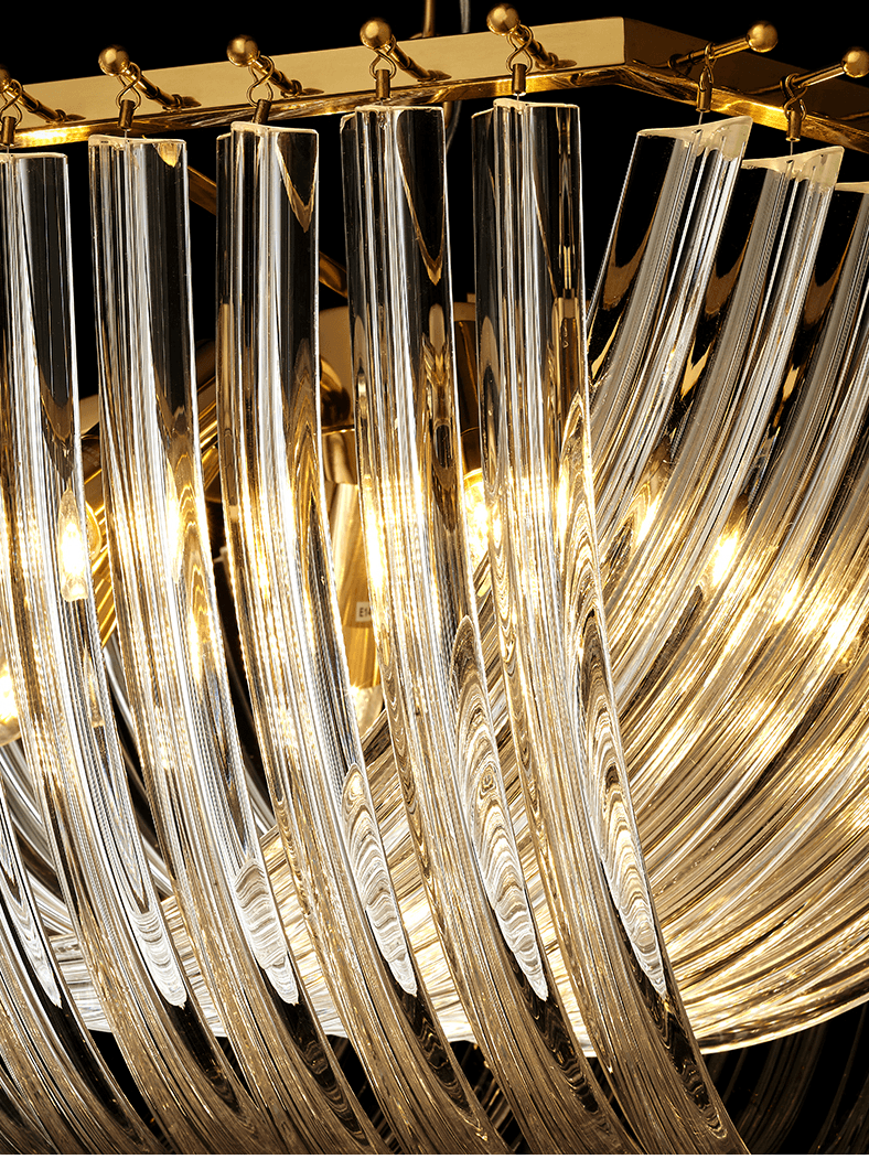 Modern Crystal pendant lamp in Champagne Gold for Restaurant - Cueteks