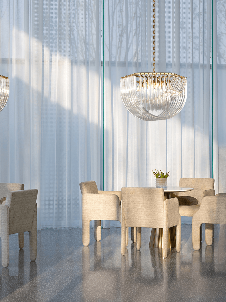 Modern Crystal pendant lamp in Champagne Gold for Restaurant - Cueteks