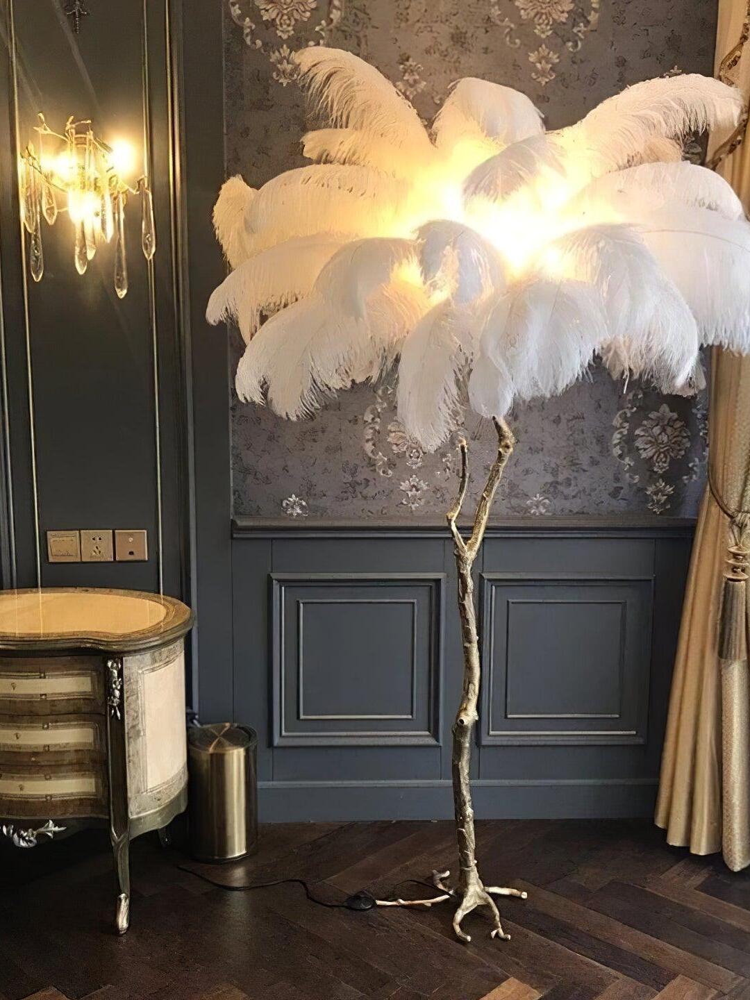 Ostrich Feather Resin Floor Light - Cueteks
