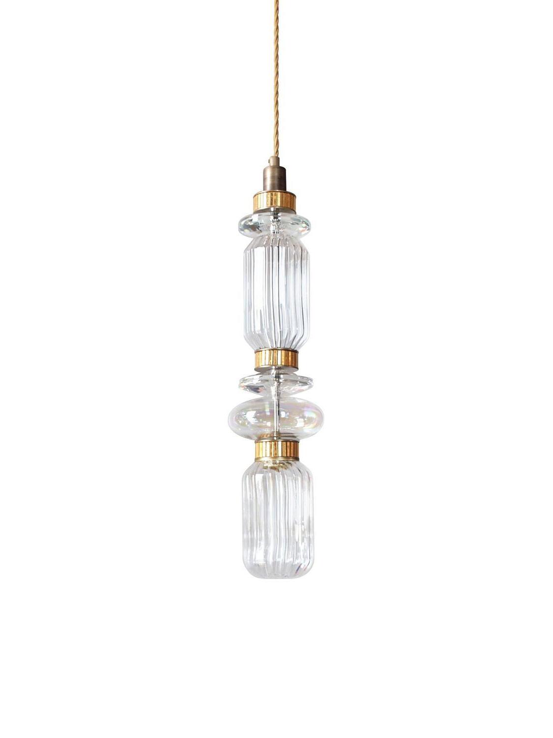 Two ribbed glass cylinders joined by clear central ring