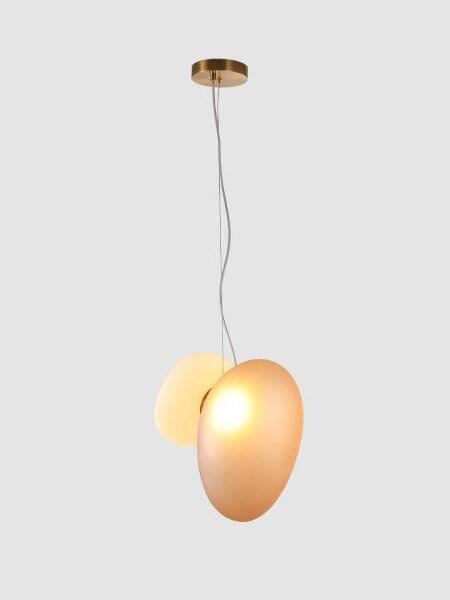 Model 2 amber and white pebble pendant with gold-tone canopy