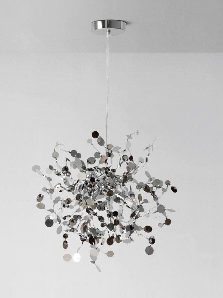 Stainless-steel finish single disc cluster suspended from a round canopy
