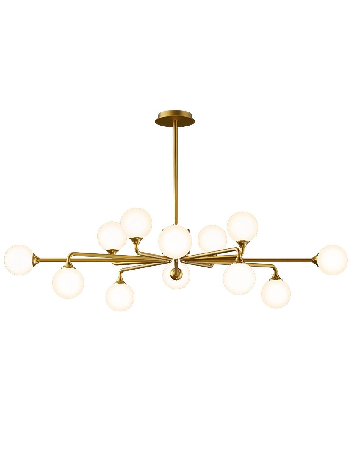 Twelve-globe brass branch chandelier isolated on white