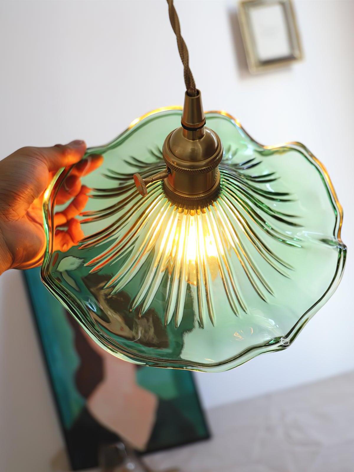 Glass Hibiscus Flower Pendant Light - Cueteks