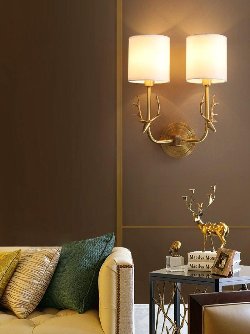 Brass Deer Head Wall Light - Cueteks