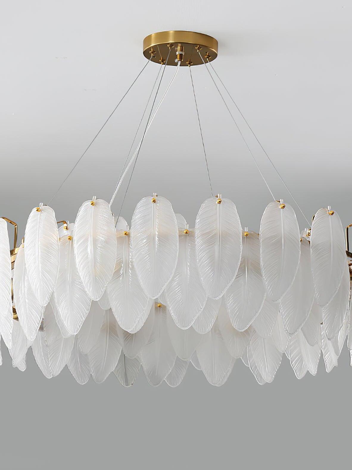 Glass Feather Chandelier - Cueteks