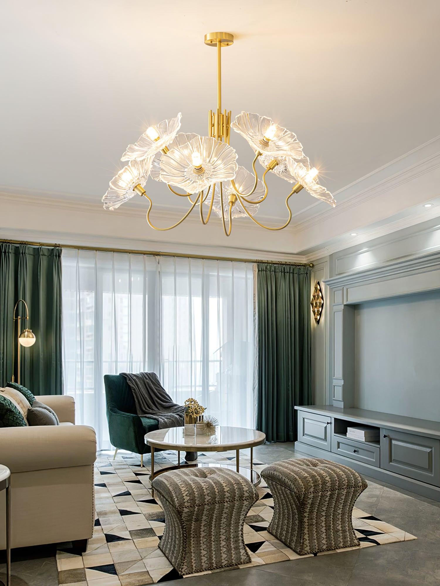 Lotus Leaf Glass Chandelier - Cueteks