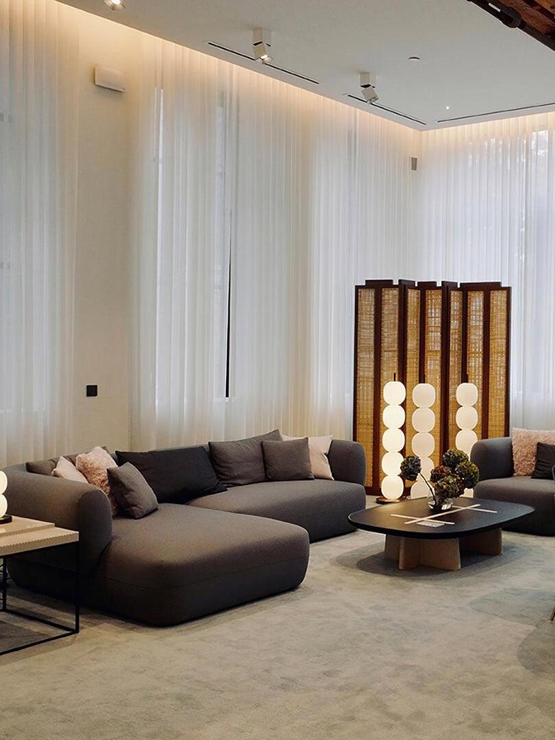 Globe lamps in a large seating room