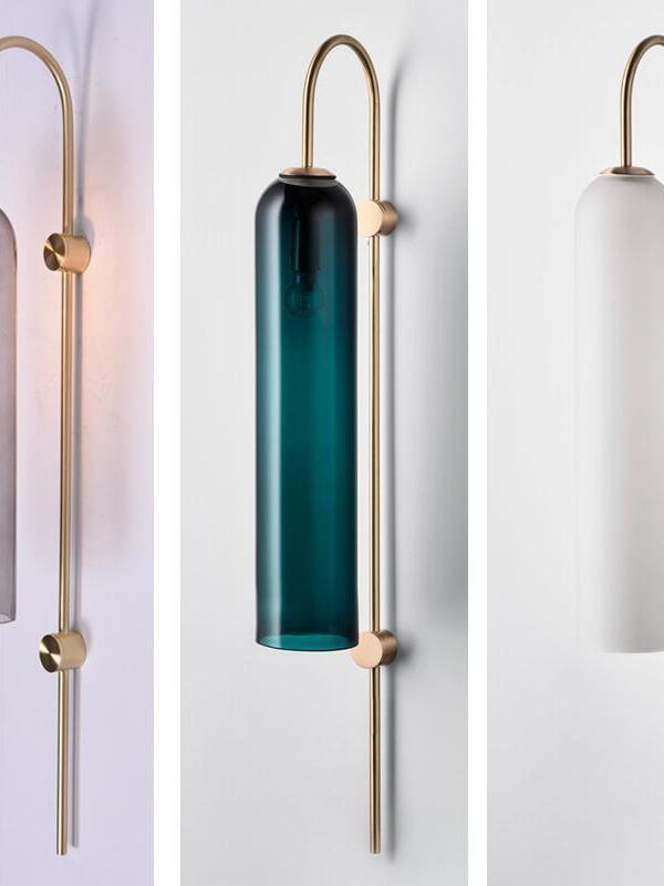 Close views of cylindrical wall-light glass options