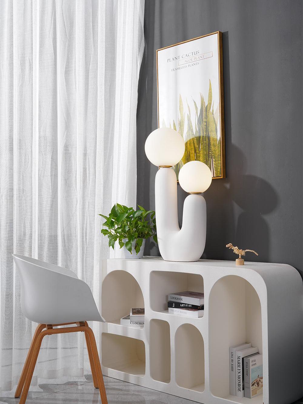 Macaroon Oo Ceramics Cactus Table Lamp - Cueteks