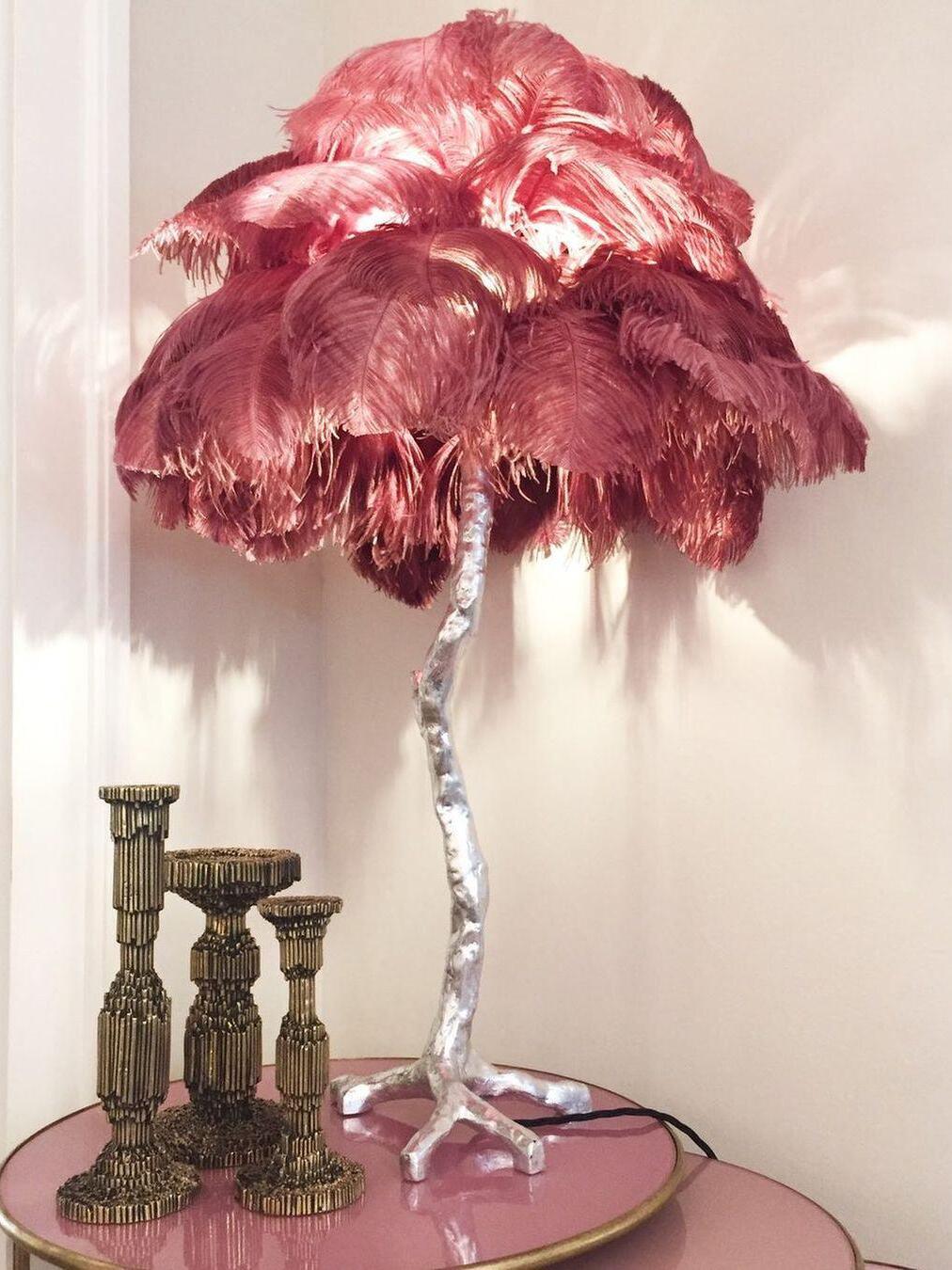 Ostrich Feather Table Lamp - Cueteks