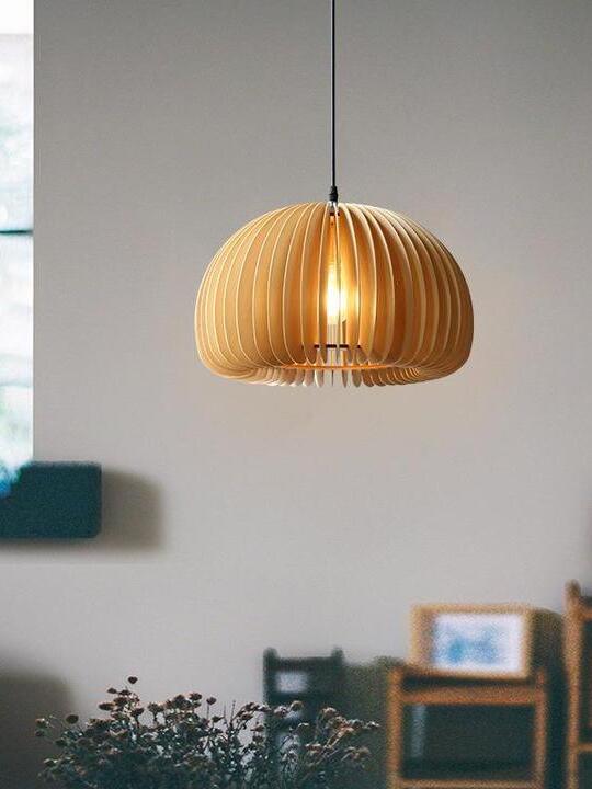 Rustic Wooden Pumpkin LED Pendant Lamp - Cueteks