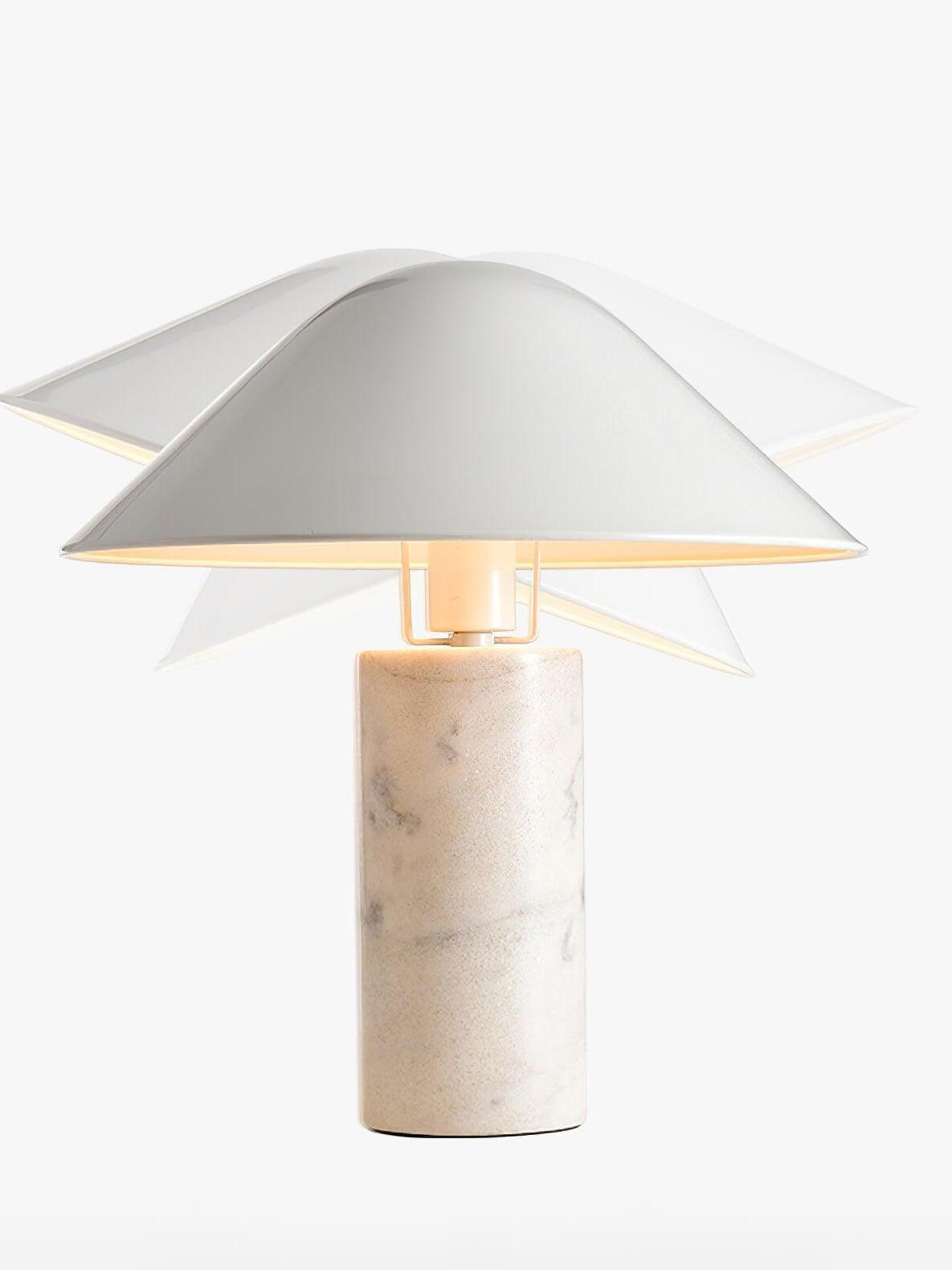 White Adelaide table lamp against pale background