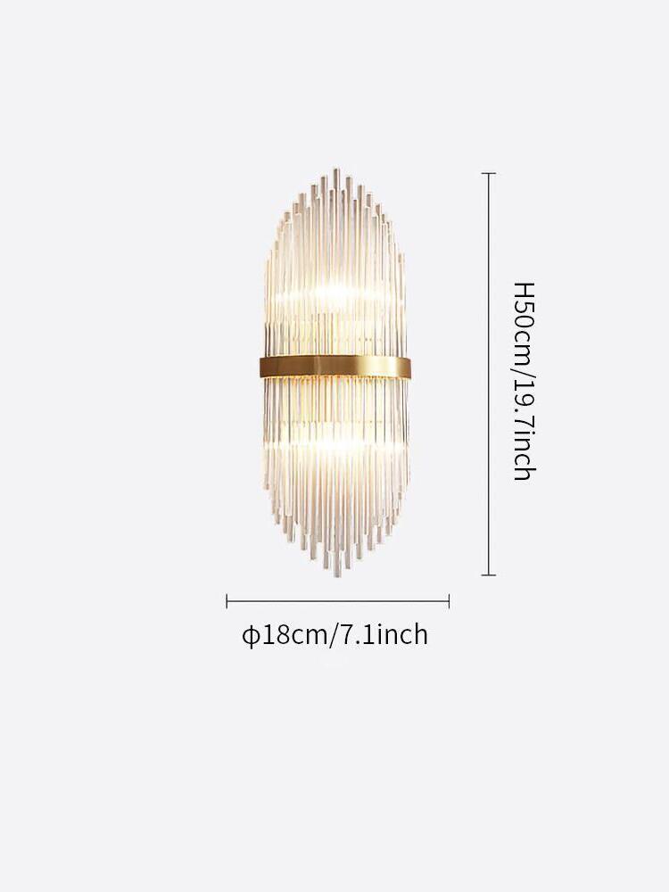 Dimension image of Ø18 × H50 cm crystal rod wall light
