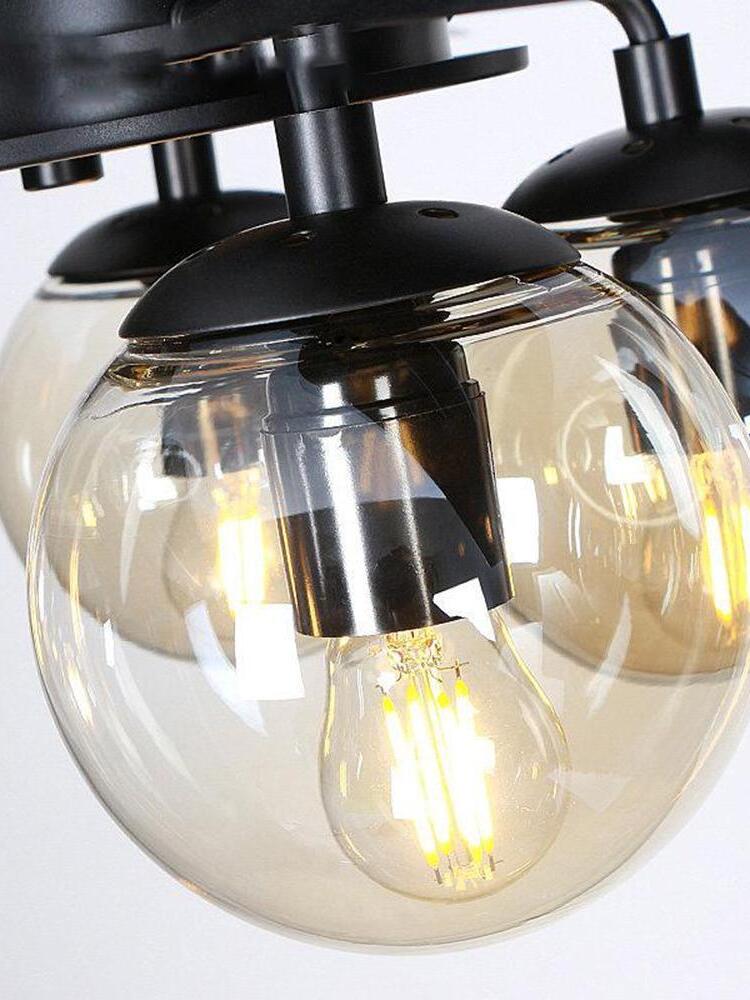 Close view of round glass globe and bulb