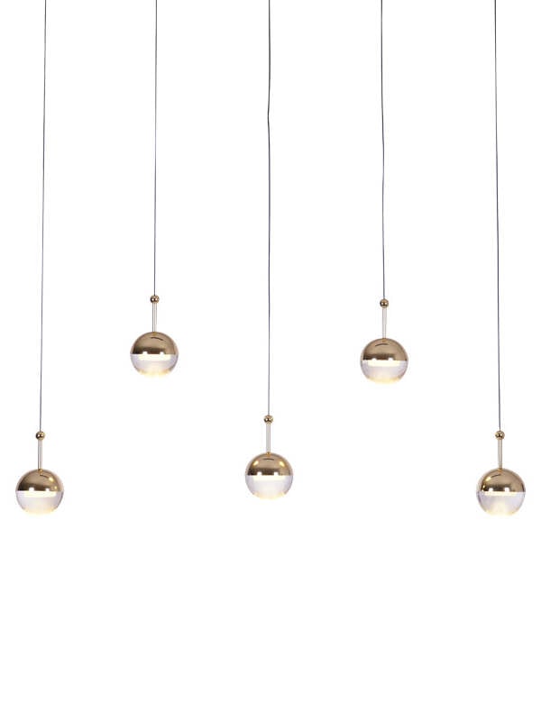 Modern Dora LED pendant lamp in Champagne Gold for Kitchen - Cueteks