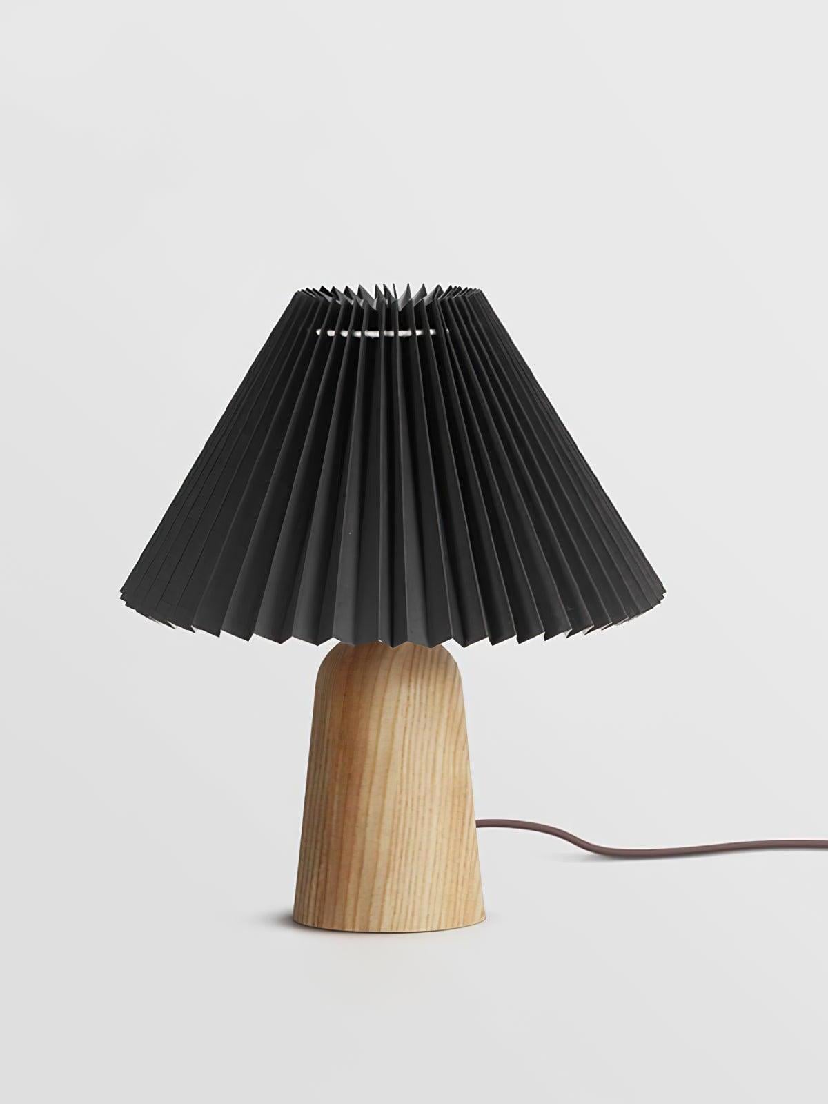 Luxurious Facet Pleated Wooden Table Lamp - Cueteks