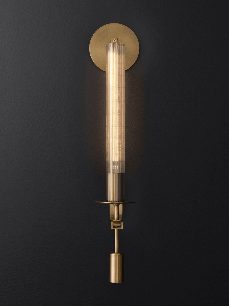 Retro Brass Fontanelle Glass Wall Lamp For Bedroom - Cueteks