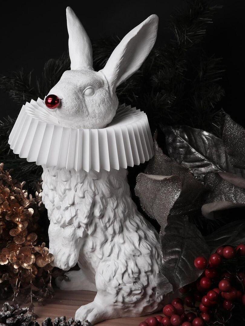 White Resin Rabbit Decorative Table Lamp - Cueteks