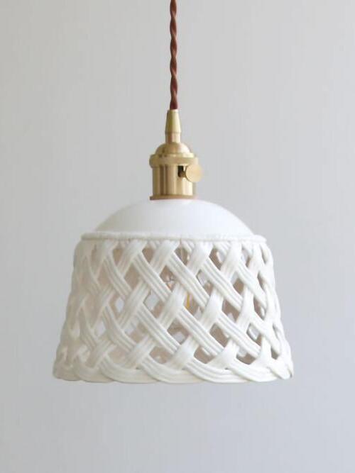 Stylish Ceramic Openwork Woven Pendant Lamp - Cueteks