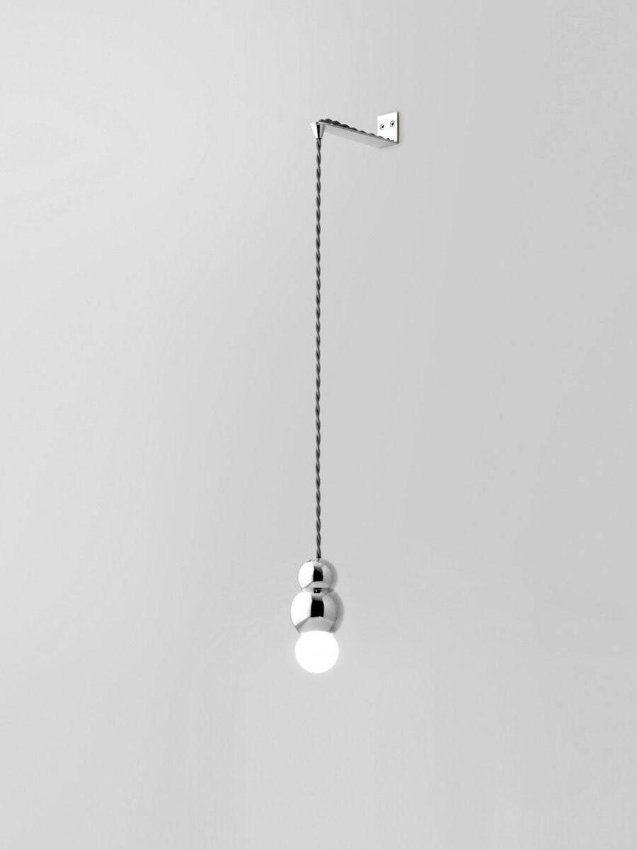 Chrome Flex wall light with twisted cord and small bulb