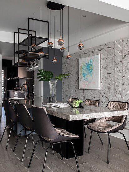 Modern Dora LED pendant lamp in Champagne Gold for Kitchen - Cueteks