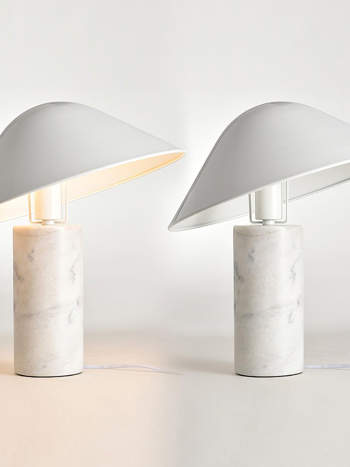 Two white Adelaide marble lamps shown together