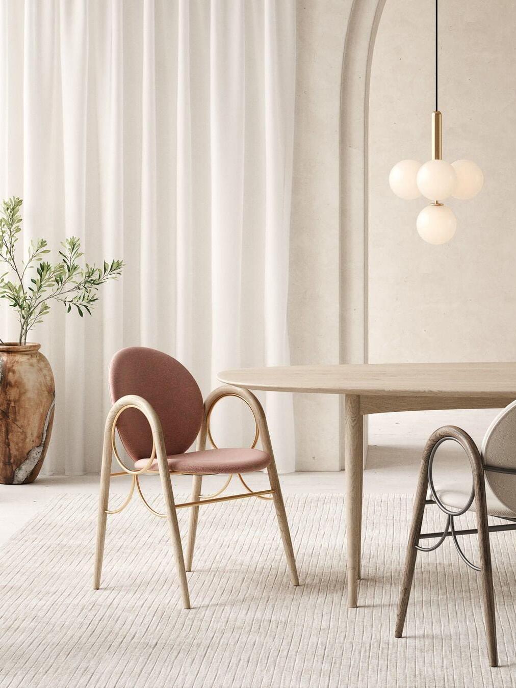 White globe cluster above a pale wood table
