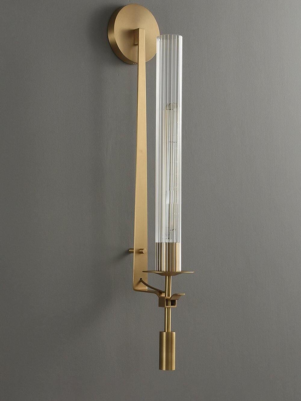 Retro Brass Fontanelle Glass Wall Lamp For Bedroom - Cueteks
