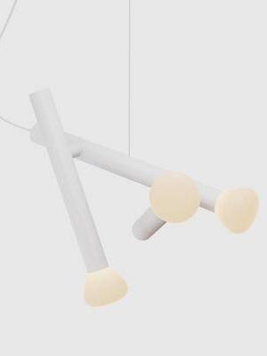 White three-head pendant with angular tube arrangement