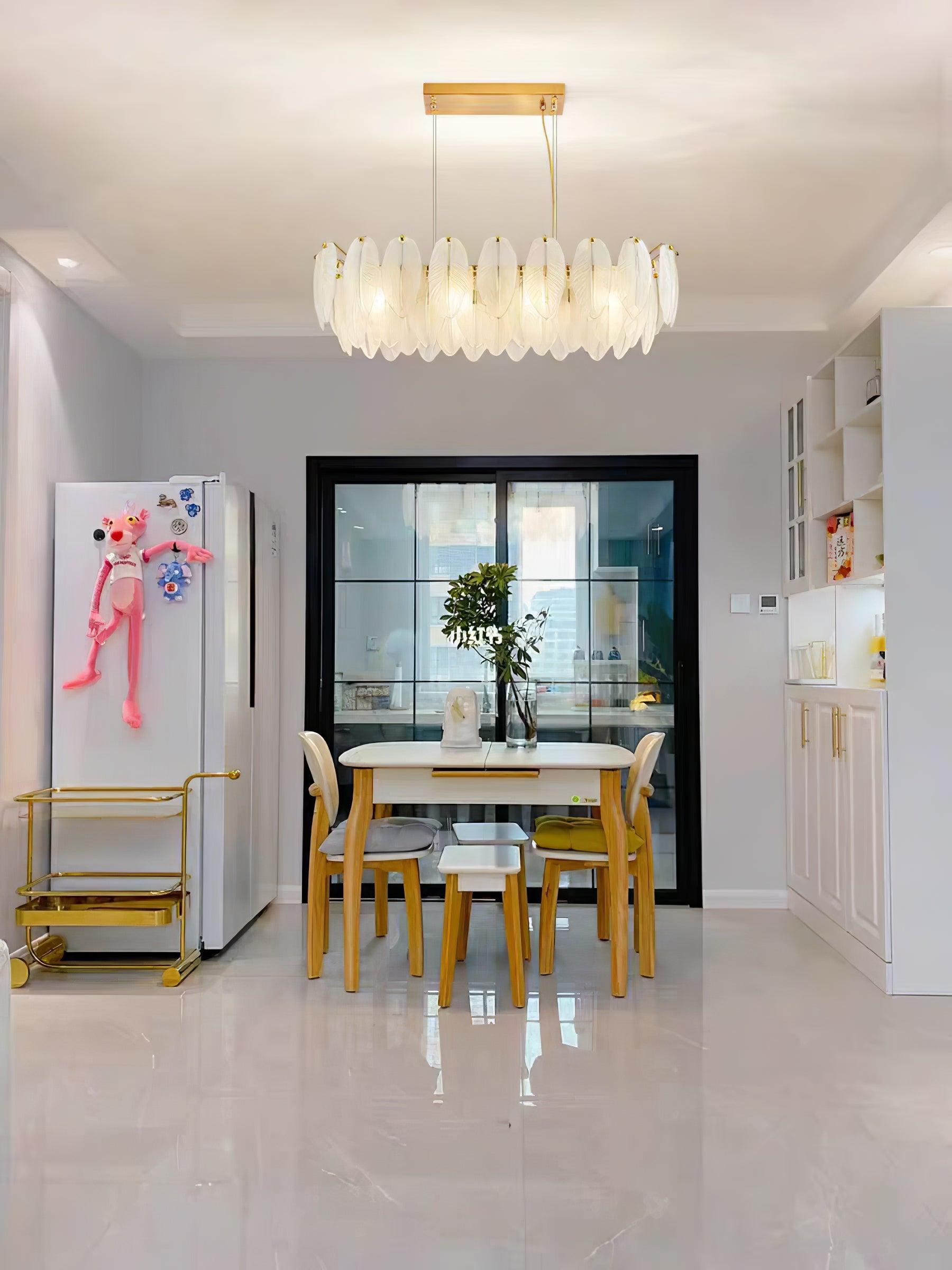 Glass Feather Chandelier - Cueteks