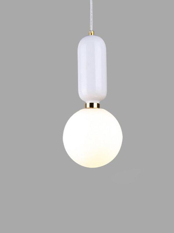White upper body and illuminated white globe